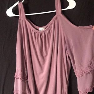 Cold Shoulder Lace Sleeve Blouse